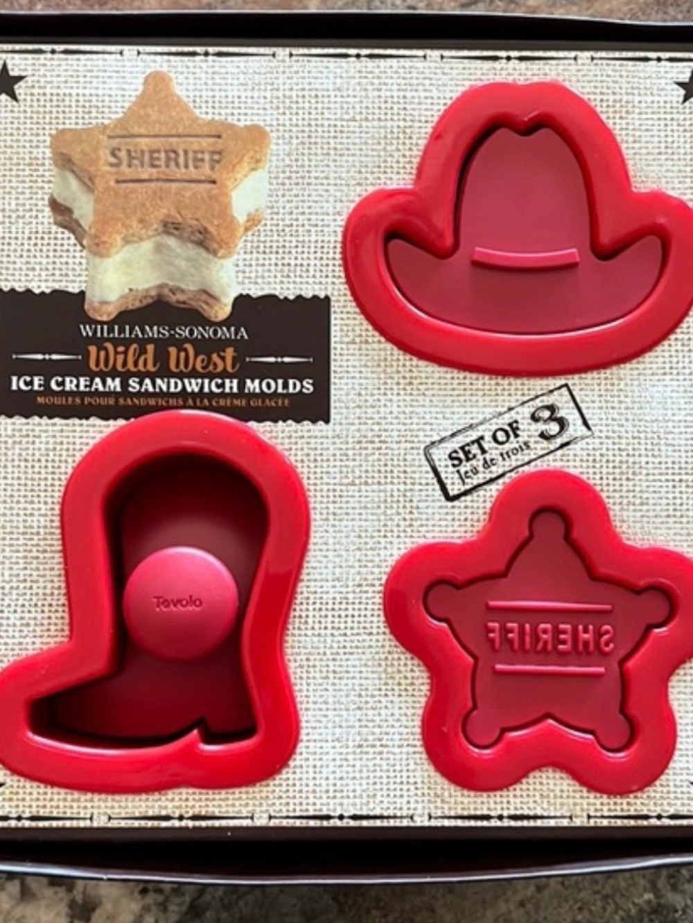 Williams Sonoma Red Wild West Kids Ice Cream Sandwich Molds - Set of 3